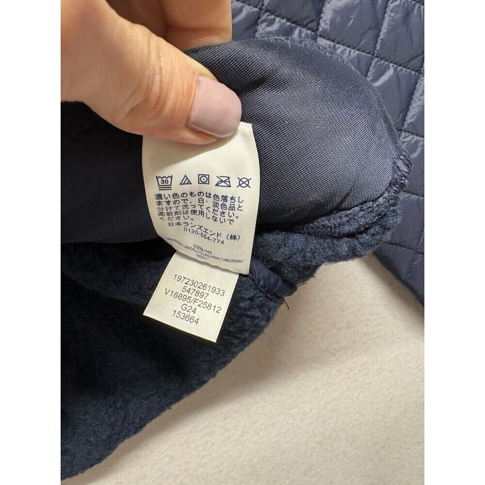 Mens Lands End Navy Blue Quilted Sweater Jacket Full Zip Size M Corduroy Barn - Picture 4 of 6